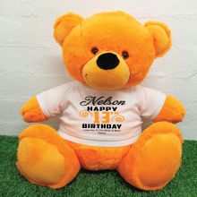 Personalised 13th Birthday Bear Orange 40cm