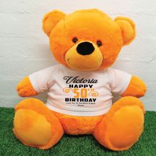 Personalised 50th Birthday Bear Orange 40cm