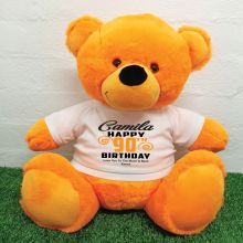 Personalised 90th Birthday Bear Orange 40cm
