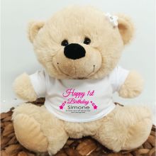 1st Birthday Bear Cream Plush