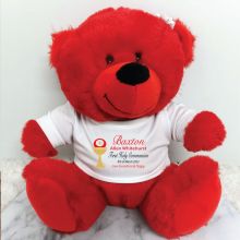Personalised 1st Holy Communion Bear Red Plush