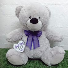 Baby Memorial Keepsake Bear with heart Grey / Purple 40cm