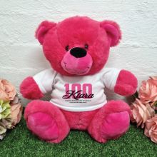 100th Birthday Bear Hot Pink Plush 30cm