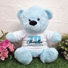 70th Birthday Bear Light Blue Plush 30cm