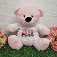 40th Birthday Bear Light Pink Plush 30cm