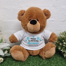 1st Birthday Personalised Birthday Bear Brown Plush 30cm