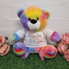 Baptism Personalised Bear Rainbow Plush 30cm