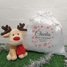 Christmas Reindeer & Christmas Sack - Red Snowflake