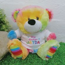 Big Sister Personalised Teddy Bear Rainbow Plush