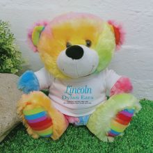 Newborn Personalised Teddy Bear Rainbow