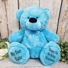 Personalised 21st Birthday Teddy Bear 40cm Plush Bright Blue