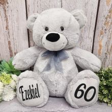 Personalised 60th Birthday Teddy Bear 40cm Plush Grey