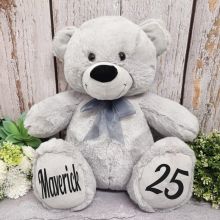 Personalised Birthday Teddy Bear 40cm Plush Grey