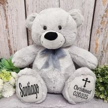 Christening Personalised Teddy Bear 40cm Grey
