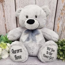 Personalised Flower Girl Teddy Bear 40cm Grey