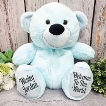 Light Blue Birth Details Personalised Teddy Bear 40cm