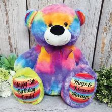 Personalised 13th Birthday Teddy Bear 40cm Plush Rainbow