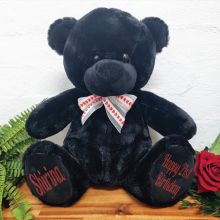 Personalised Birthday Bear Black Heart Bow 40cm