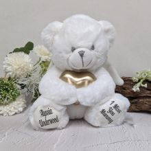 Angel Memorial Bear with Gold Heart Urn For Ashes