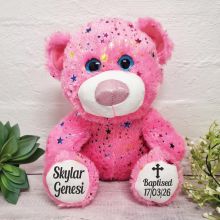 Personalised Hollywood Baptism Bear 30cm Plush - Pink