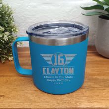 16th Birthday Blue Travel Coffee Mug 14oz (M)