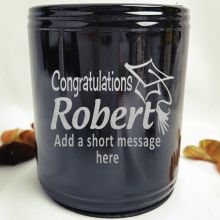 Graduation Engraved Black Can Cooler Personalised