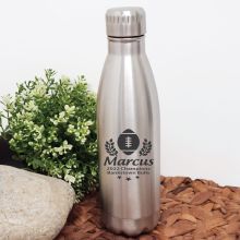 Football Coach Engraved Stainless Steel Drink Bottle - Silver