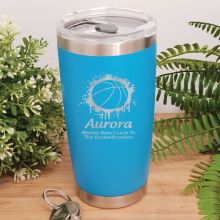 Basketball Coach Insulated Travel Mug 600ml Light Blue
