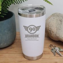 90th Insulated Travel Mug 600ml White (M)