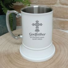 Godfather Engraved Stainless Steel White Beer Stein