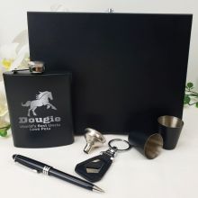 Uncle Engraved Black Flask  Set in Gift Box