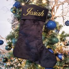 Personalised Christmas Stocking Black Velvet
