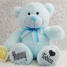 Personalised Mum Teddy Bear Plush 30cm Light Blue Cleo