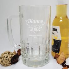 18th Birthday Engraved Personalised Glass Beer Stein (F)