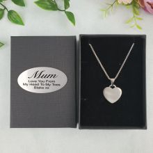 Mum Heart Pendant Necklace in Personalised Box