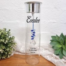 Personalised Candle Holder with Blue Suncatcher