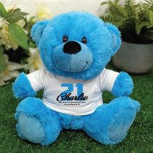 Personalised 21st Birthday Teddy Bear Plush Blue
