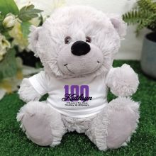 100th Teddy Bear Grey Personalised Plush