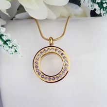 Gold Circle Pendant Memorial Cremation Urn Necklace