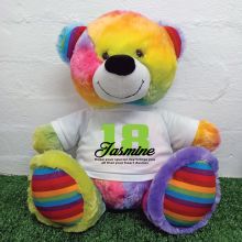 18th Birthday Personalised Bear with T-Shirt - Rainbow  40cm