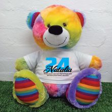 Personalised Birthday Bear with T-Shirt - Rainbow  40cm
