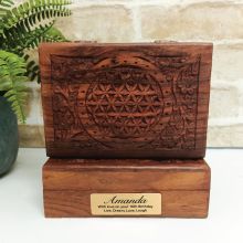 16th Flower Of Life Carved Wooden Trinket Box