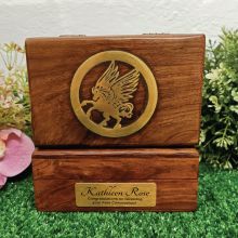 Holy Communion Unicorn Gold Inlay Wood Trinket Box