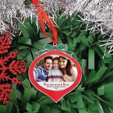 Personalised Photo Christmas Red Bauble Ornament