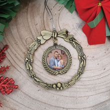 First Christmas Together Photo Ornament Gold Wreath