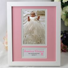 Baby Girl Christening Photo Frame 4x6  - Pink