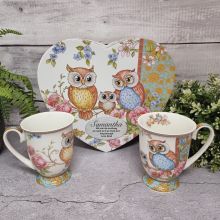 2pcs Owls Mug Set in Personalised Heart Box