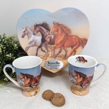 Mug Set in Personalised Heart Box - Horse