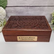 Grandma Flower of Life Carved Wood Trinket Box