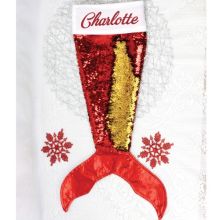 Mermaid Tail Sequin Christmas Stocking - Red